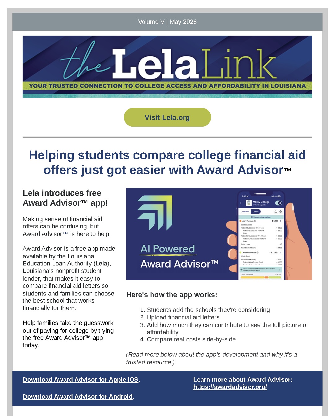 May 1, 2026 issue of The Lela Link that features Award Advisor app. Find it at https://conta.cc/4w3kKua 